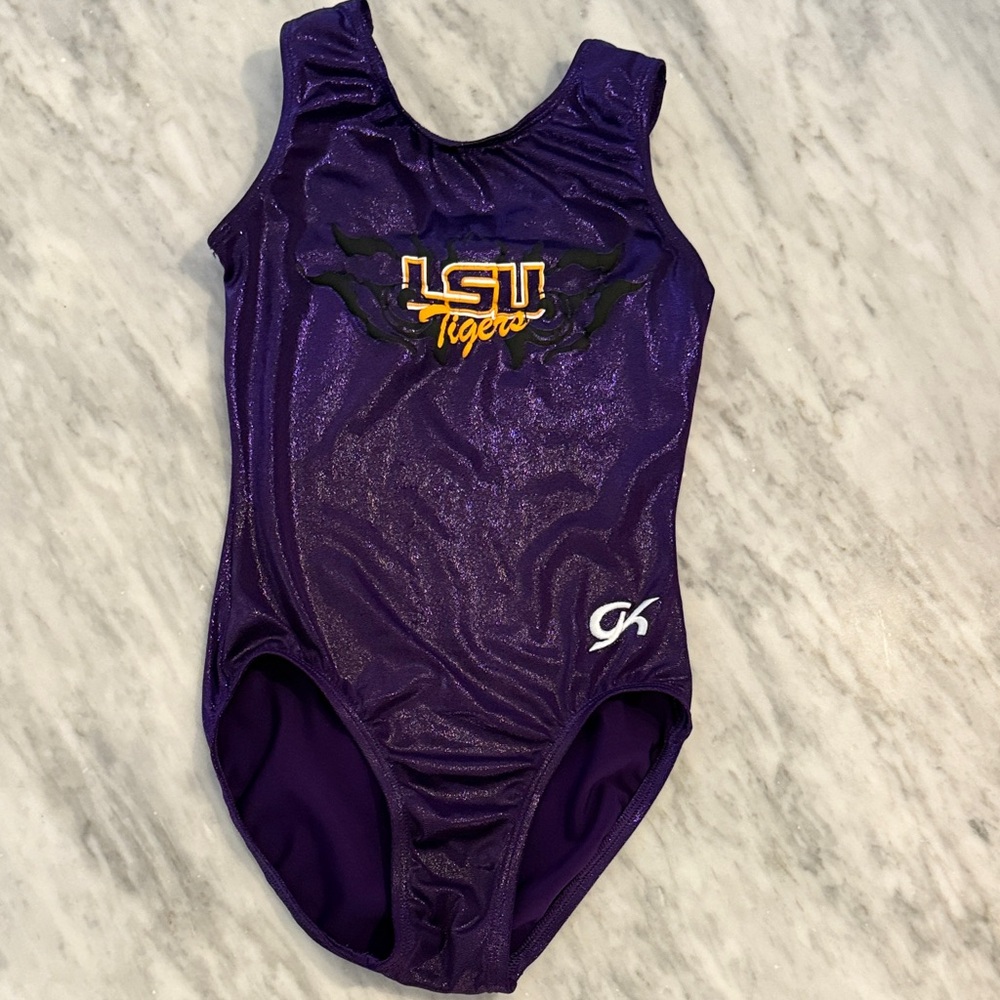 GK Purple LSU Tigers Shiny One-Piece Leotard